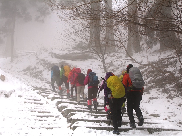 愛宕山 雪 ハイク サングラス